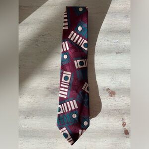 Polo Ralph Lauren Made in USA Vintage Print Silk Tie in Burgundy (Multi)